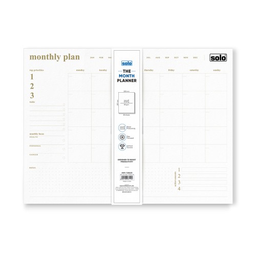 A4 Tear Off Monthly Planner | Comprehensive Monthly To Do List | For Office, Home & School | 50 Sheets Per Pad, 80 GSM | TOPA4M1